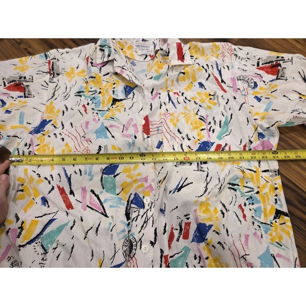 Lady Madonna Maternity Button Front Cotton Shirt Tunic Abstract Print Sz 12 Read - Picture 7 of 12